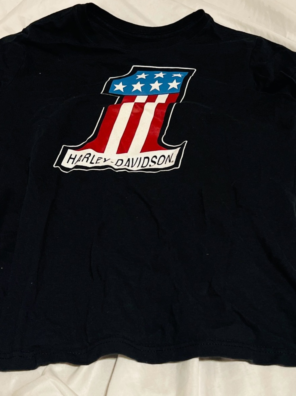 Harley-Davidson Black #1 Logo T-Shirt with Red, White & Blue 'Tee  Women XS